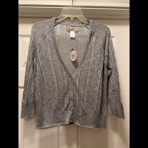 SO Gray / Grey Pointelle Cardigan Sweater Size XL